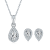 Light luxury pear shaped S925 silver plated platinum Moissanite diamond pendant earring set 3